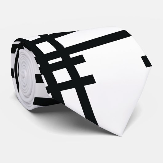 Cravate Abstraite droite noire et blanche (Roulé)