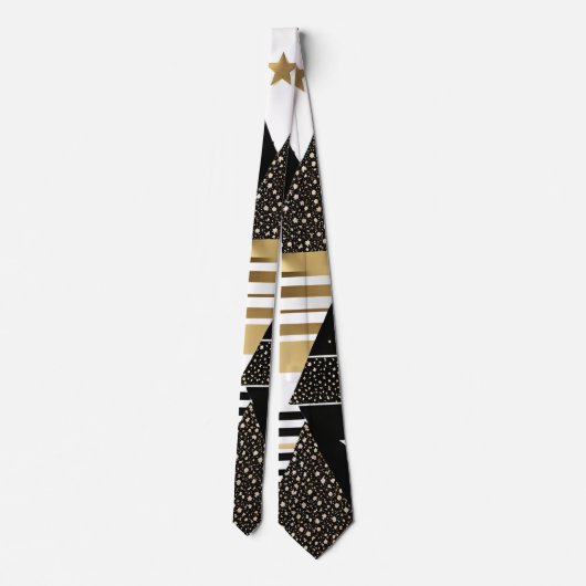 cravate abstraite en or et triangles noirs (Dos)