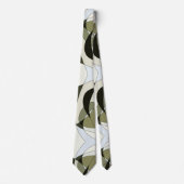Cravate Abstraite graphique Olive Green Black Beig (Devant)