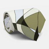Cravate Abstraite graphique Olive Green Black Beig (Roulé)
