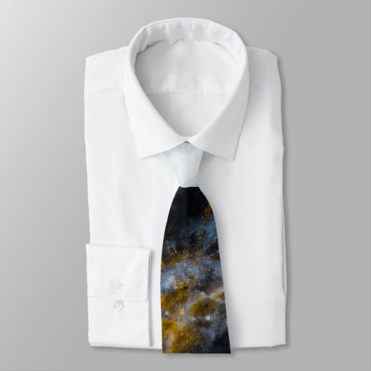 Cravate Abstraite ligne blanche or texture rocheuse (Attaché)