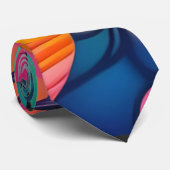 Cravate Abstraite lune rose et or (Roulé)