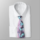 Cravate Abstraite rose, turquoise et noire (Attaché)