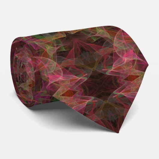 Cravate Abstraite, rose, verte et noire (Roulé)