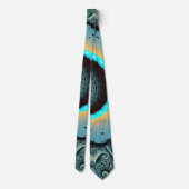 Cravate Abstraite spirale d'art fractal bleu turquoise ora (Dos)