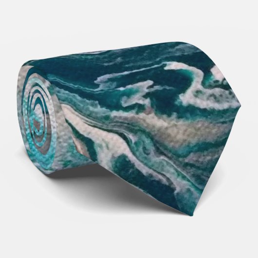 Cravate Abstraite turquoise (Roulé)