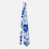 Cravate Abstraits Feuilles bleu et blanc (Dos)
