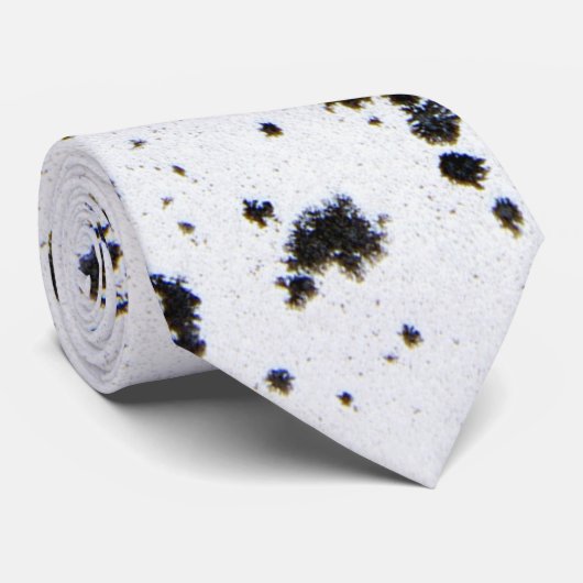 Cravate abstraits flecks noirs sur blanc (Roulé)
