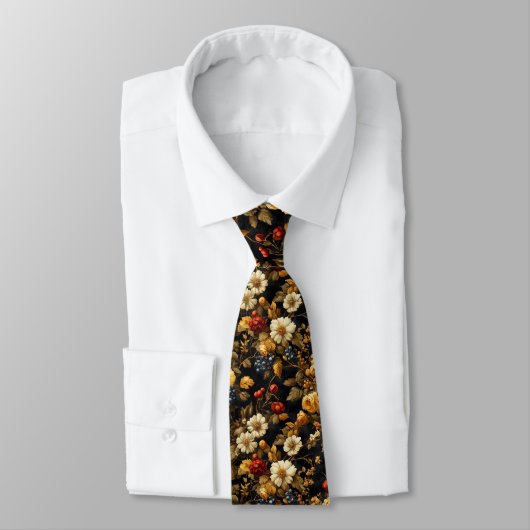 Cravate Academia sombre florale (Attaché)