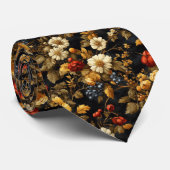 Cravate Academia sombre florale (Roulé)