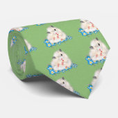 Cravate Accessoires de hamster syrien blanc, polka verte (Roulé)