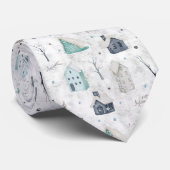 Cravate Accueil confortable Noël Turquoise ID985 (Roulé)