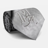 Cravate Acier brossé et pierre métallique monogrammée (Roulé)
