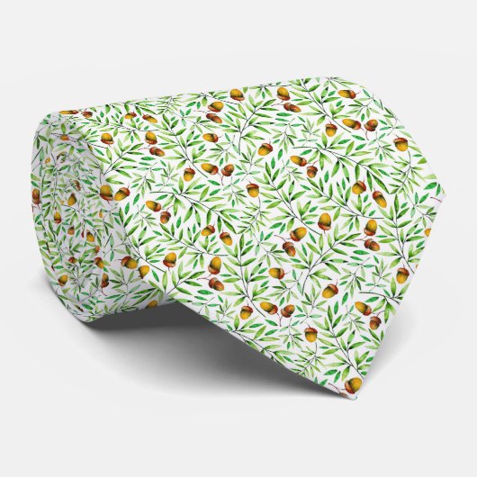 Cravate Acorn and Leaf Nature Pattern Neck Tie (Roulé)