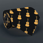 Cravate Acoustic Guitar Pattern Brown Musical Instrument<br><div class="desc">Celebrate a love for music with this elegant repeating acoustic guitar pattern on a black background. The design showcases detailed honey-brown instruments in a minimalist layout, offering a sophisticated look for any music lover. Whether you are a professional guitarist, a student, or a dedicated fan of folk and country music,...</div>