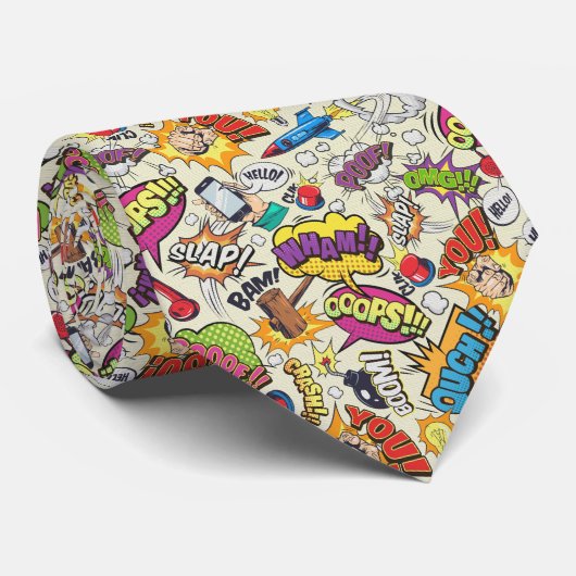 Cravate Action Pop Art – Énergie Peinte (Roulé)