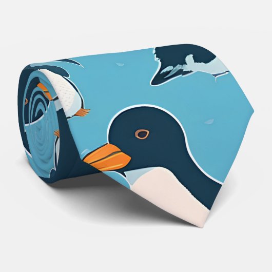 Cravate Adelie Penguin Pastel Motif coloré (Roulé)