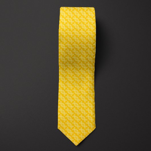 Cravate ADN jaune Motif double hélix
