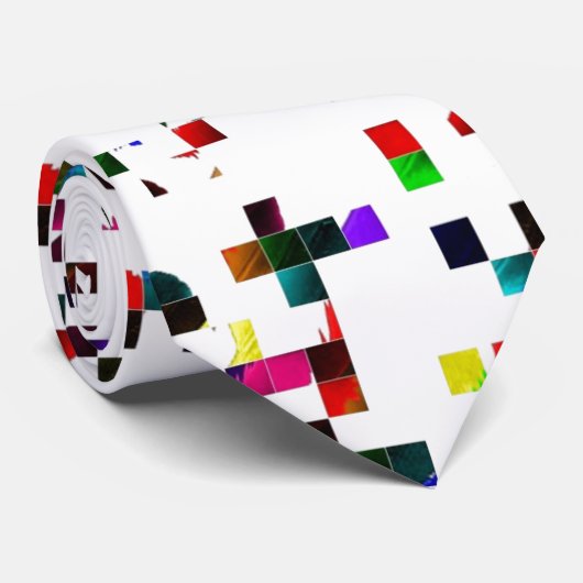 Cravate Ado de Pixels multicolores (Roulé)
