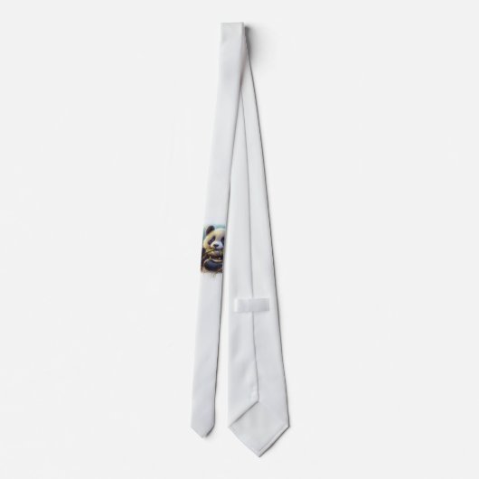 Cravate Adorable Ours De Panda Mangeant Bambou (Dos)