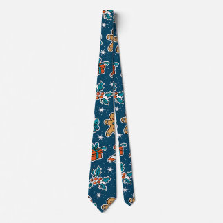 Cravate Aesthetic Christmas Pattern Blue Candy