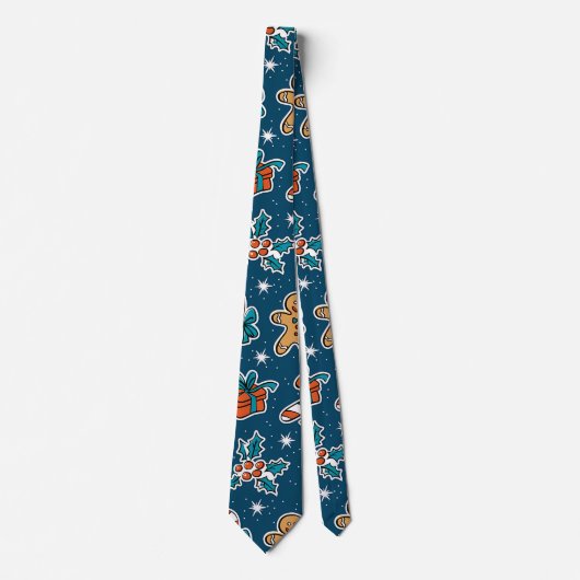 Cravate Aesthetic Christmas Pattern Blue Candy (Devant)