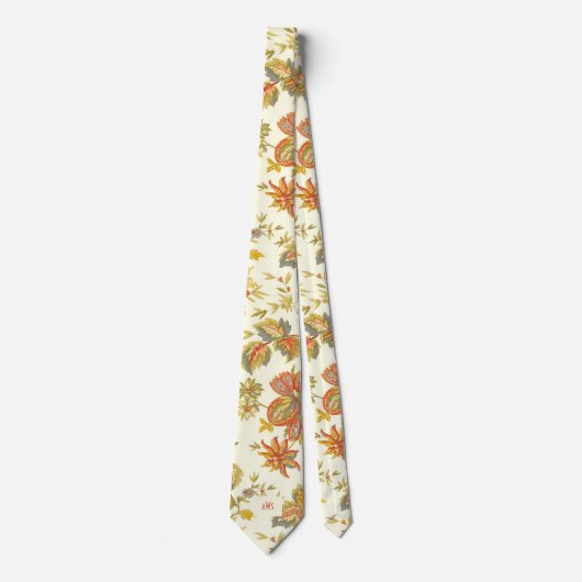 Cravate Affaire Floral Leaves Orange monogram (Devant)