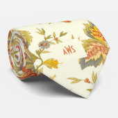 Cravate Affaire Floral Leaves Orange monogram (Roulé)