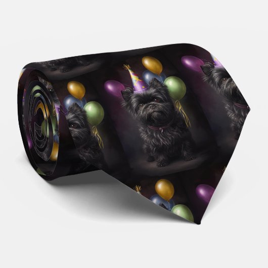 Cravate Affenpinscher Chien Ballons d'anniversaire (Roulé)