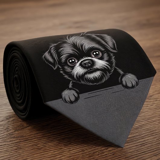 Cravate Affenpinscher Funny Peeking Puppy Dog Lover
