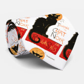 Cravate Affiche Classique Chat Noir de Steinlen en Noir (Roulé)