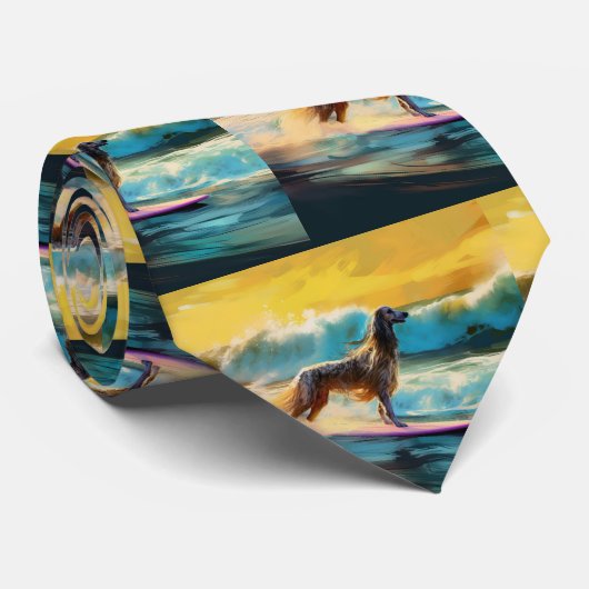 Cravate Afghan Hound Beach Surf Peinture (Roulé)