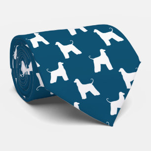 Cravate Afghan Hound Silhouettes Pattern Blue and White