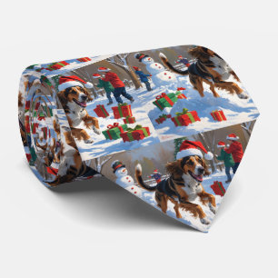 Cravate Afghanistan Hound Festive Snow Scene