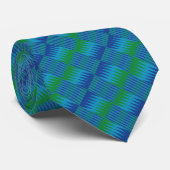 Cravate Afrique Kente en bleu et vert peigne Motif K16 (Roulé)