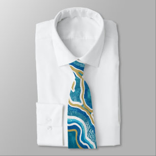 Cravate Agate graphique en or bleu