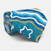 Cravate Agate graphique en or bleu (Roulé)