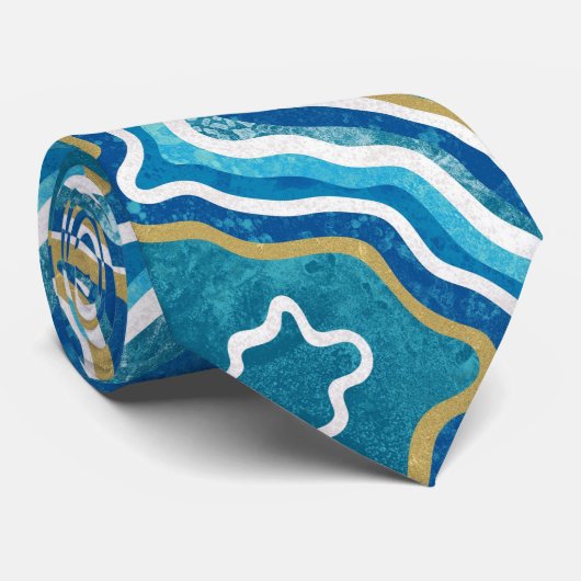Cravate Agate graphique en or bleu (Roulé)