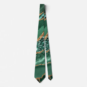 Cravate Agate Green Gold Parties scintillant  marbre Crava
