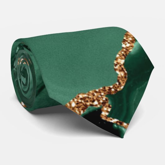 Cravate Agate Green Gold Parties scintillant  marbre Crava (Roulé)