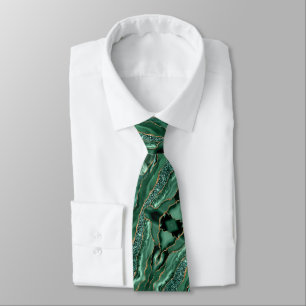 Cravate Agate Green Parties scintillant en marbre or Crava