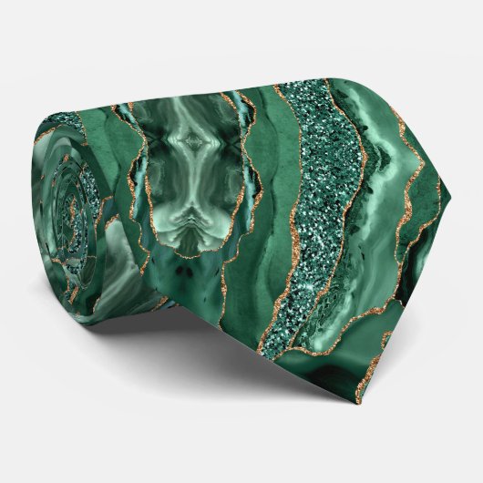 Cravate Agate Green Parties scintillant en marbre or Crava (Roulé)