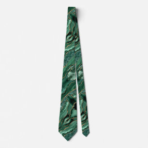 Cravate Agate Green Parties scintillant en or marbre Gemst