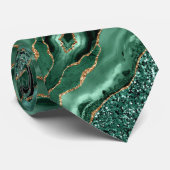 Cravate Agate Green Parties scintillant en or marbre Gemst (Roulé)