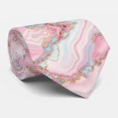 Cravate Agate Marble Moderne Blue Rose Gold Collection (Roulé)