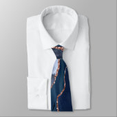 Cravate Agate Marine Blue Gold Parties scintillant Monogra (Attaché)