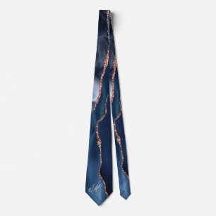 Cravate Agate Marine Blue Gold Parties scintillant Monogra
