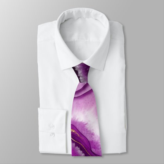 Cravate Agate moderne violet or Hommes (Attaché)