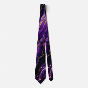 Cravate Agate Purple Glitter Marble Neck Tie Design modern