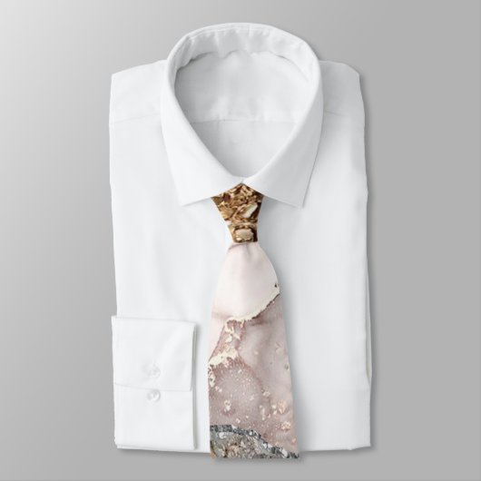 Cravate Agate Turquoise Blue Gold Parties scintillant Marb (Attaché)